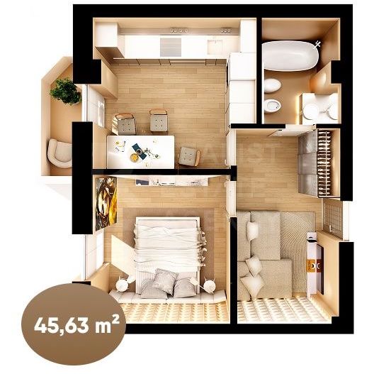 Vanzare apartament 1 cameră, str. Nicolae Dimo, Durlești - Poză 1