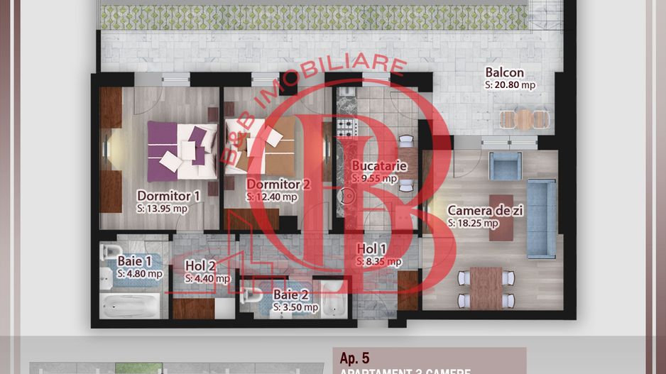 3 camere cu gradina -oferta lansare proiect Pallady - Schiță 9