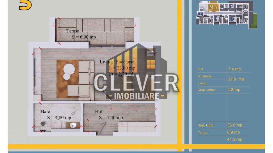 Garsonieră 35 mp + balcon 7 mp, Pallady | 12 min metrou Pallady - Schiță 12