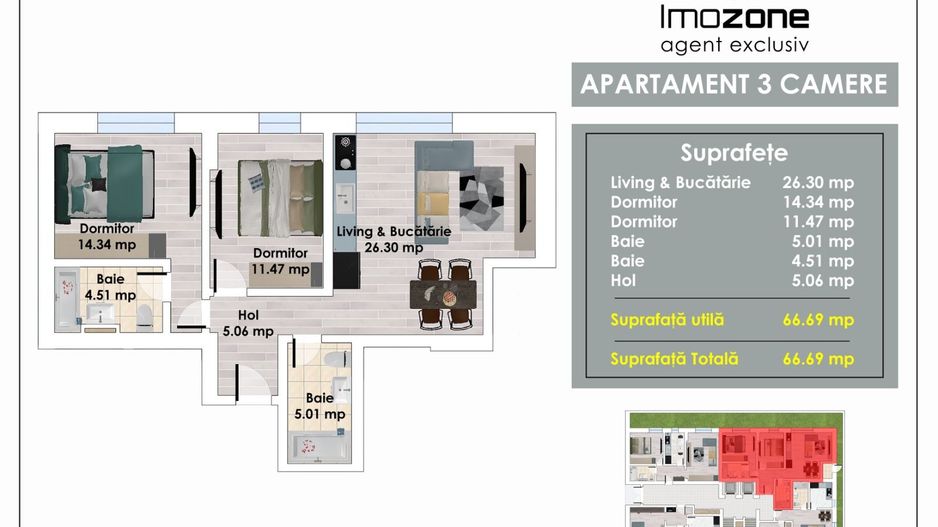 Metrou Pacii | Militari | 2 Camere | 55 mp Utili |  Balcon | Bucatarie Inchisa - Poză 4