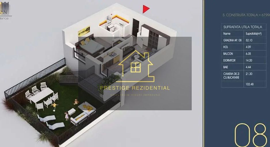 Pallady-metrou Teclu- 2cam+gradina 55mp- incalzire pardoseala, A/C - Poză 3