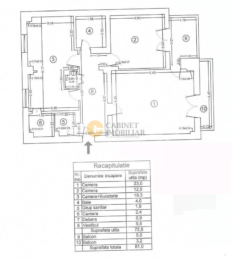 Proprietar vand 3 camere, 2/6 ultracentral (Parlament), 1995 - Schiță 9
