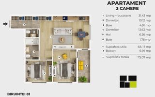 3CAMERE METROU BERCENI 7 MIN PE JOS CENTRALA PROPIE AC INCAL PARDOS - Poză 4