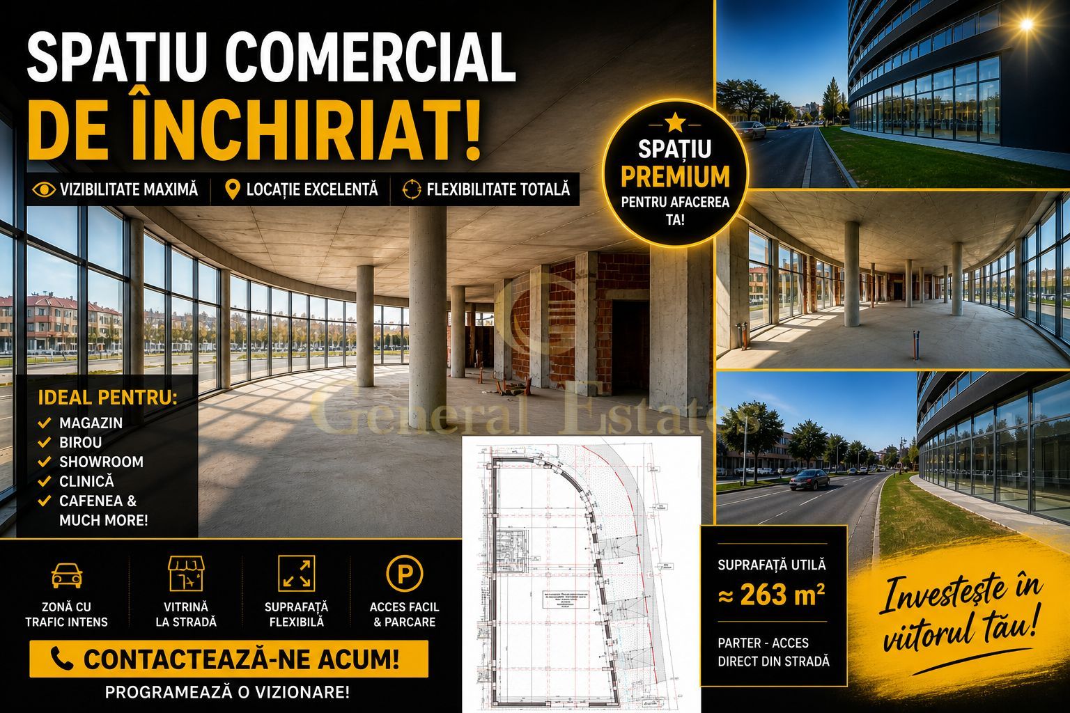 SPAȚIU COMERCIAL DE ÎNCHIRIAT – VIZIBILITATE MAXIMĂ –STR. I.C BRATEANU - Poză 1