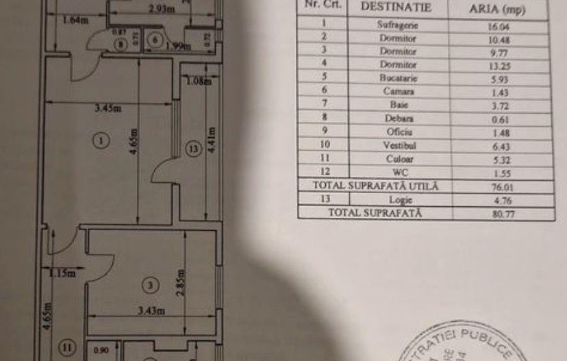 Apartament 4 camere bloc anvelopat Apusului, Pacii, Militari - Schiță 13