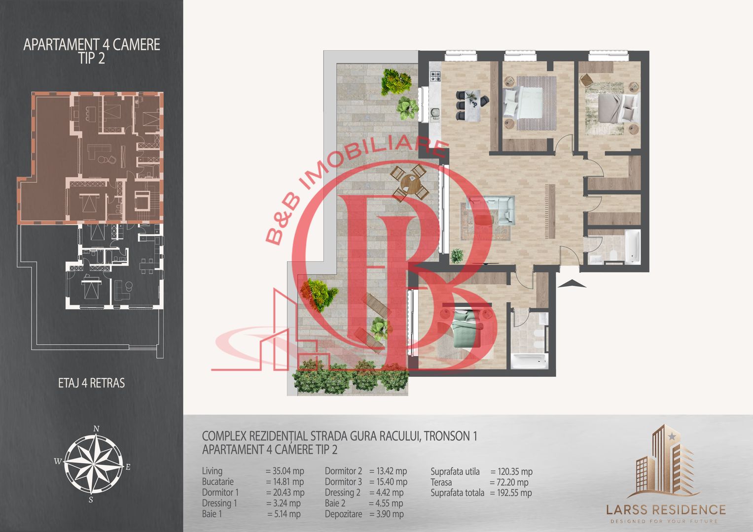 4 camere cu terasa 700 metri de  Metrou Nicolae Teclu - Schiță 12