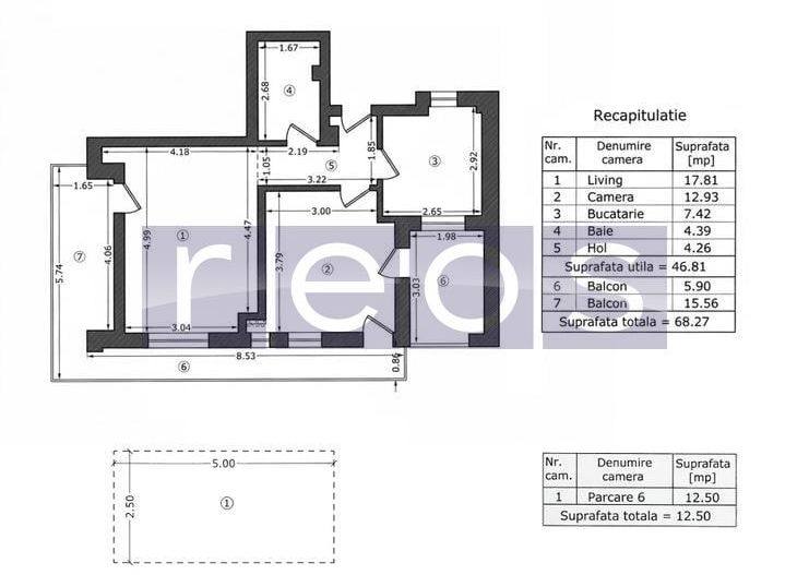 VANZARE 2 CAMERE 46 MP | LOC PARCARE  | JIULUI | NEMOBILAT | BLOC NOU - Schiță 8