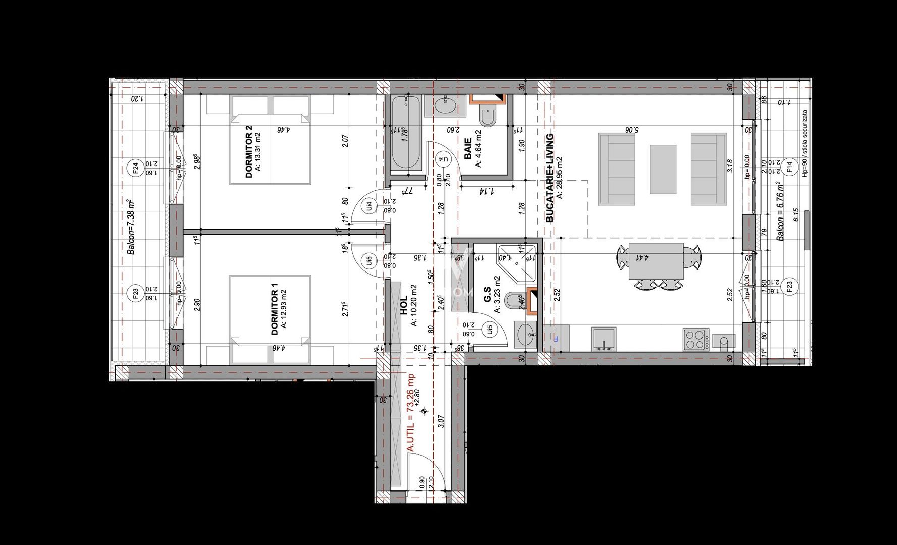 Apartament 3 camere, Dedeman, Sibiu - Schiță 5