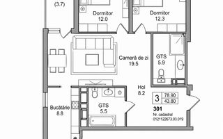 Vânzare, apartament, 2 camere, str. Durlești, Dumbrava - Poză 2