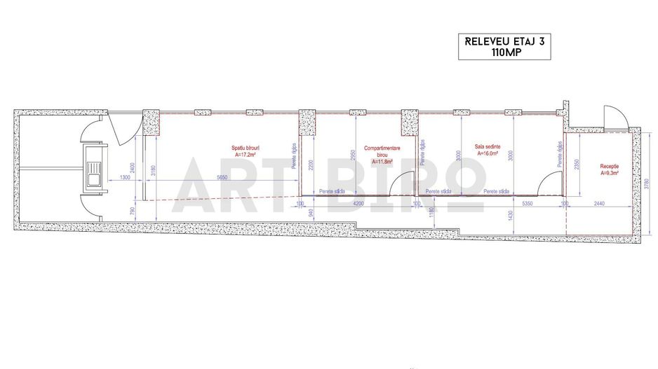 Zero comision, 110mp birou premium, Stirbei Voda - Cismigiu, 15' [M] - Schiță 11