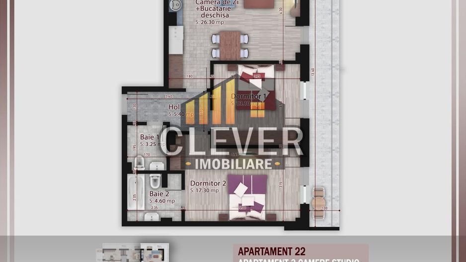 3 Camere | 96,65 mp Total | Terasa 26,7 mp | Etaj 3 | Pallady - Schiță 8