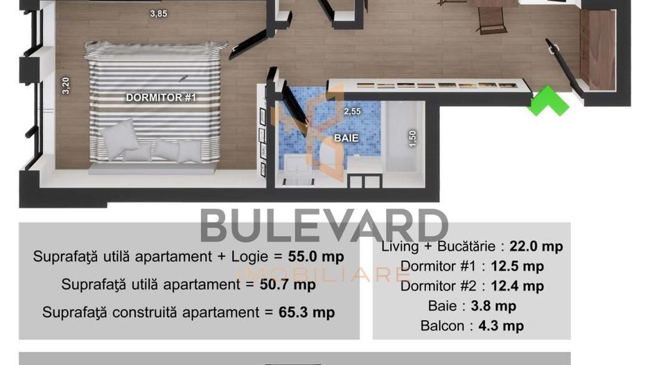 Apartament cu 3 camere,  zona Terra! - Poză 3