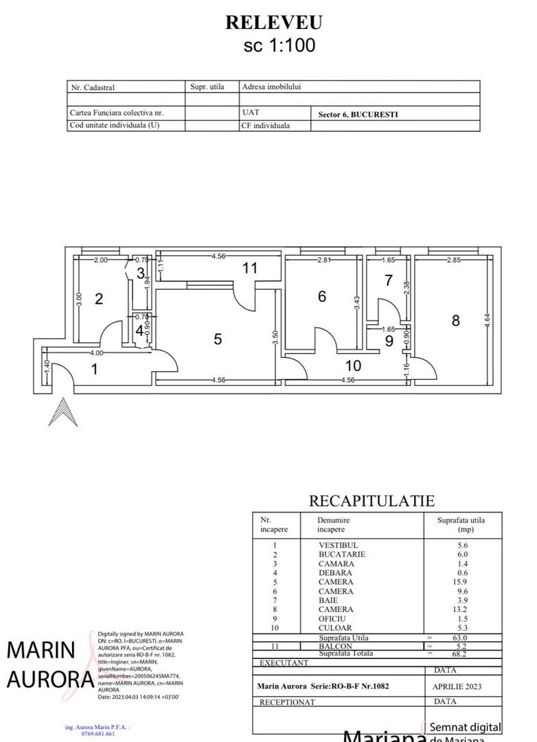 De vanzare - 3 camere 68mp - Apusului - 950m Metrou Gorjului - Schiță 9