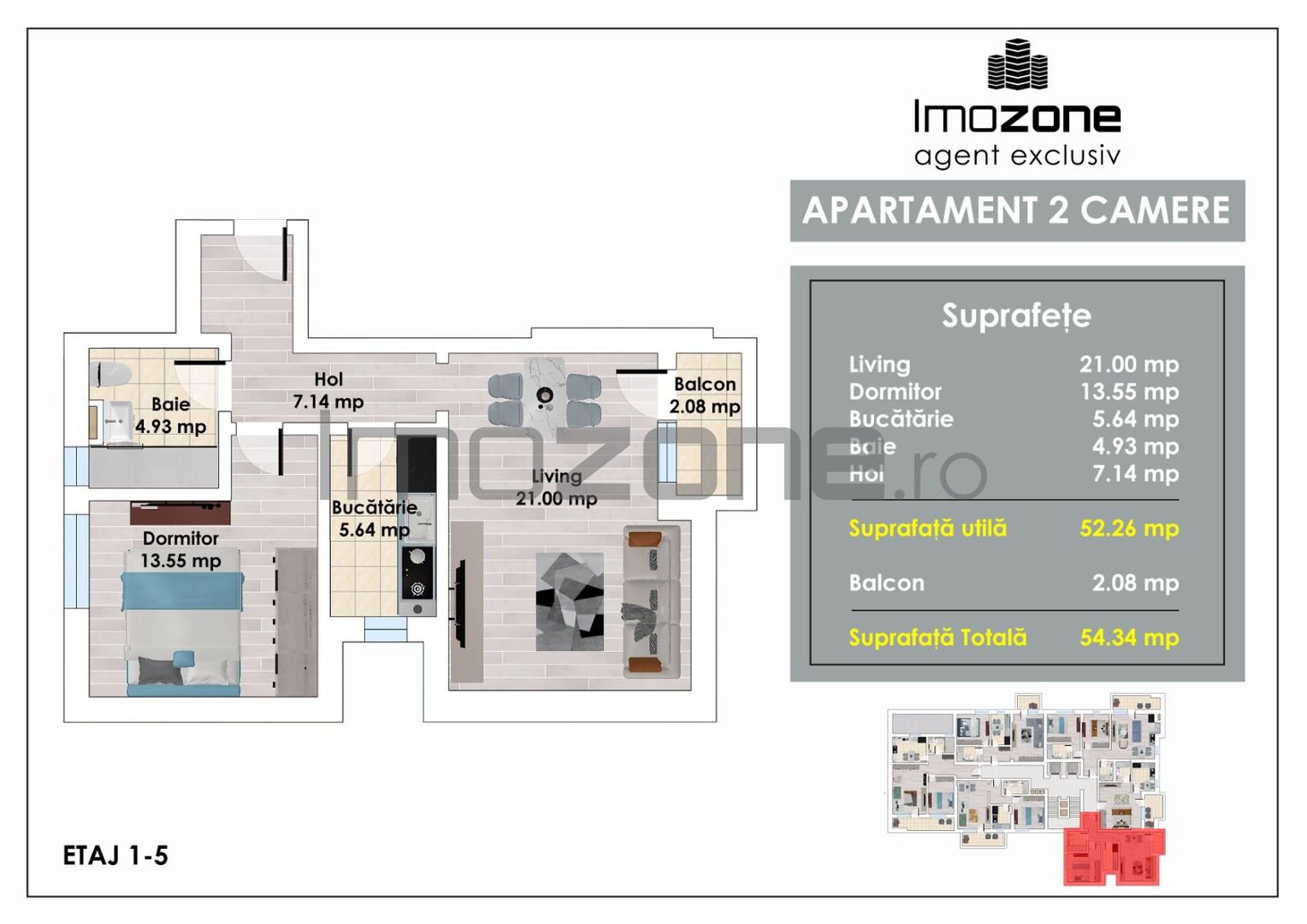 2 Camere | Decomandat | 54 mp | Baie cu Geam | Bloc Nou | Militari | Autogara - Poză 7