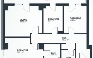 TATARASI BLOC NOU: Ap cu 3 camere + 2 Bai decomandat 156.160€ + 21%TVA - Poză 9