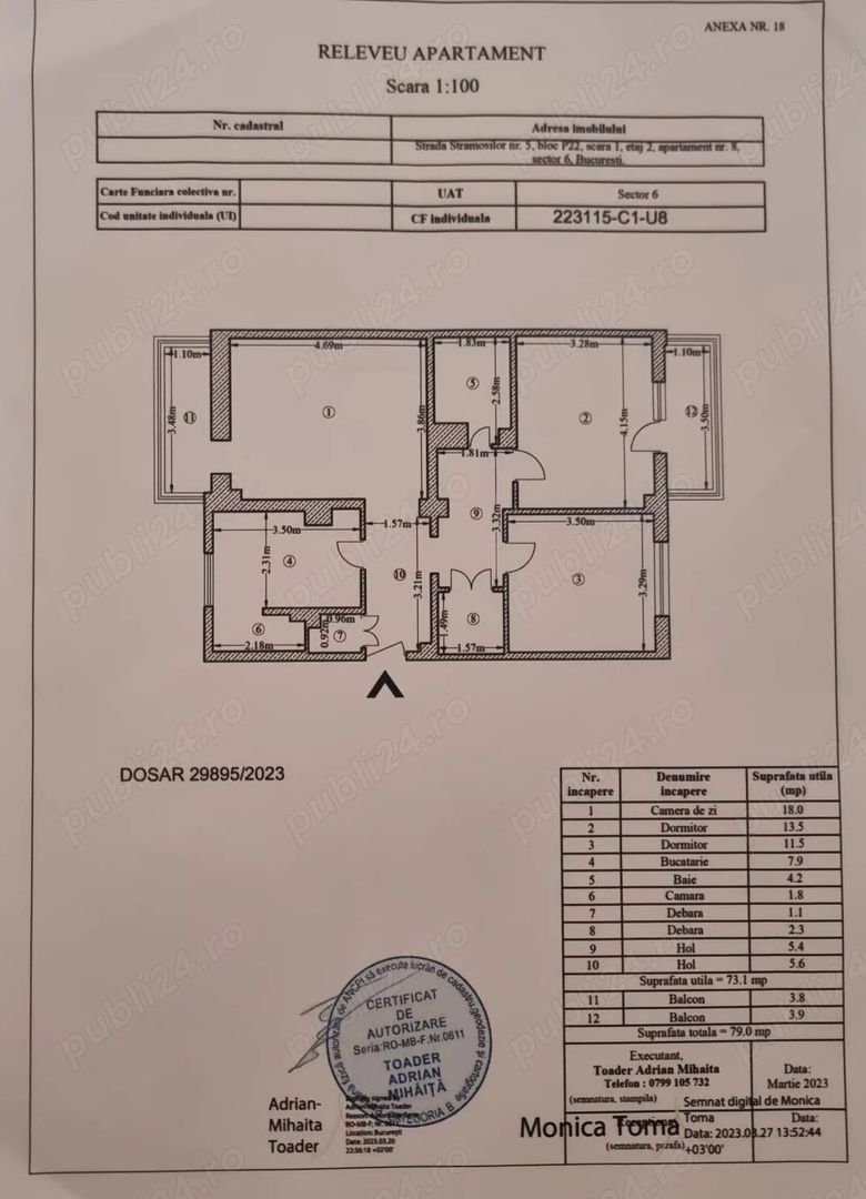 Apartament 3 cam centrala proprie - Poză 1