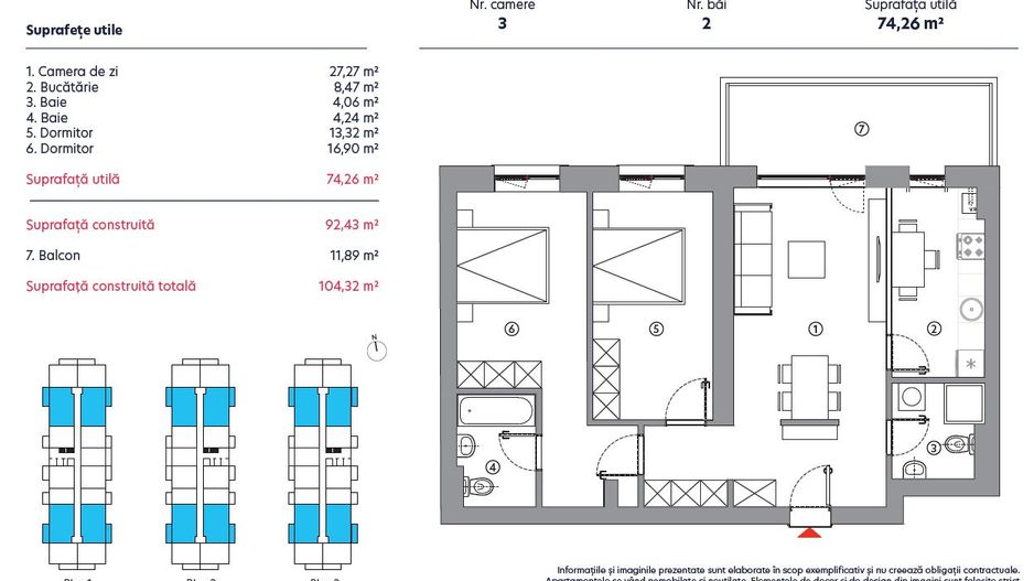 APARTAMENT 3 CAMERE | PALLADY | PROIECT NOU - Poză 9