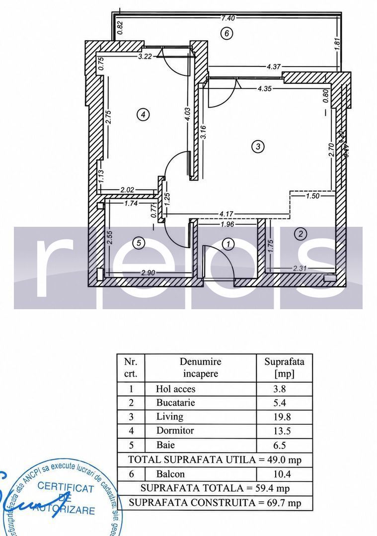 VANZARE APARTAMET PREMIUM 2 CAMERE | ONE VERDI | MOBILAT | 49 MP - Schiță 15