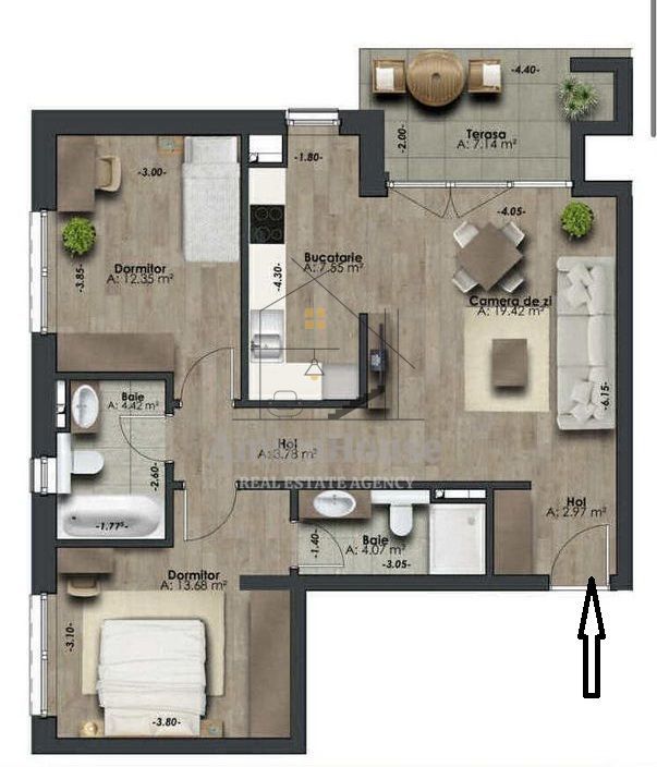Apartament 3 camere, finisat mobilat, imobil nou THE NEST, str Scortarilor - Poză 2