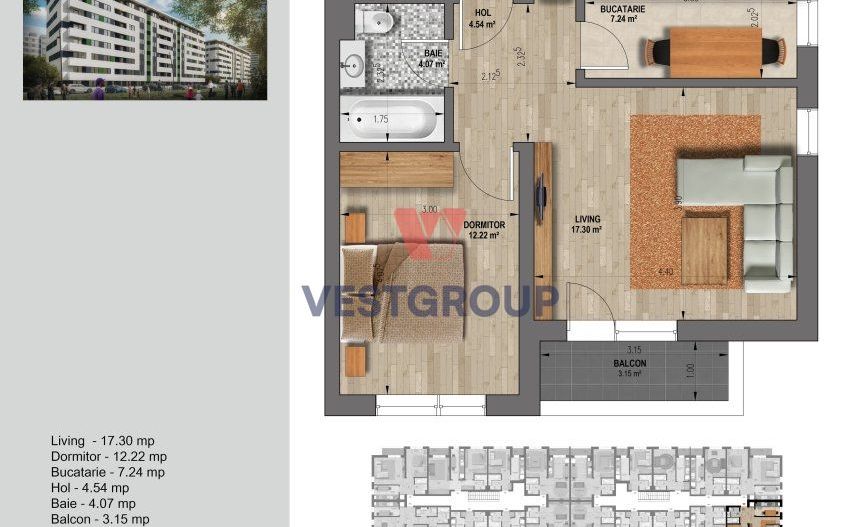 Apartament 2 cam- 48mp utili- decomandat Weiner 12 Residence Direct Dezvoltator - Poză 15