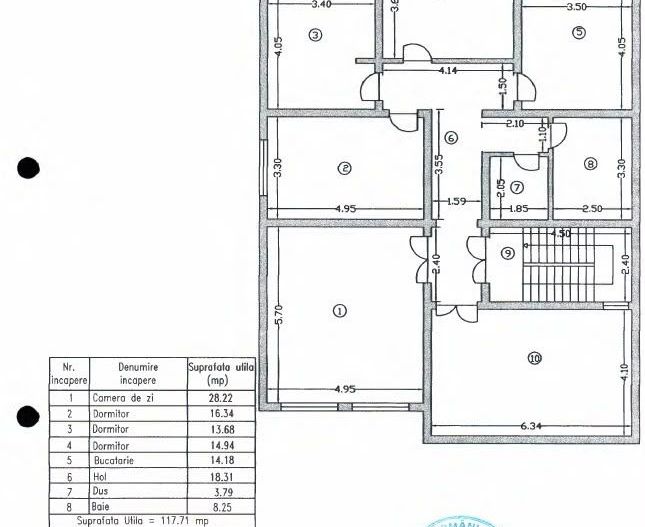 Apartament cu 4 camere, 117mp de vanzare, terasa 25mp, în zona Grivita - Schiță 12