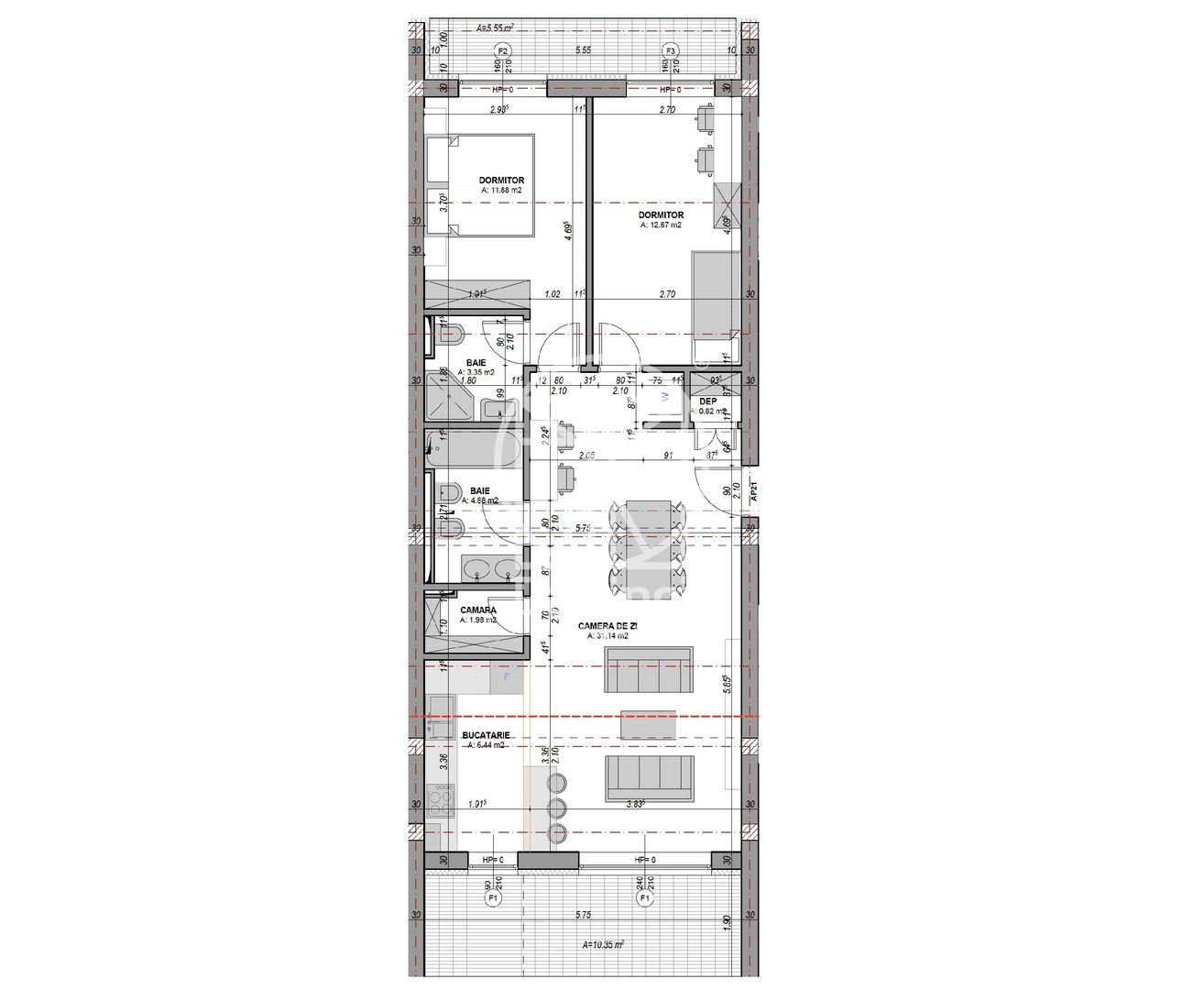 Apartament 3 camere, aer conditionat,  finisat la cheie(NCL-COL-ap.21) - Poză 8