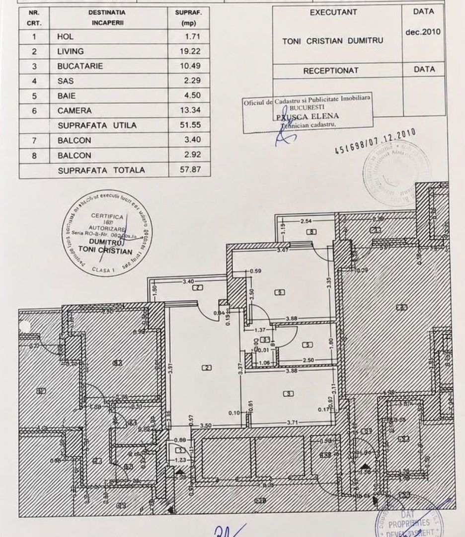 2 CAMERE ZONA CENTRALA DECEBAL 2 BALCOANE BLOC NOU - Schiță 10