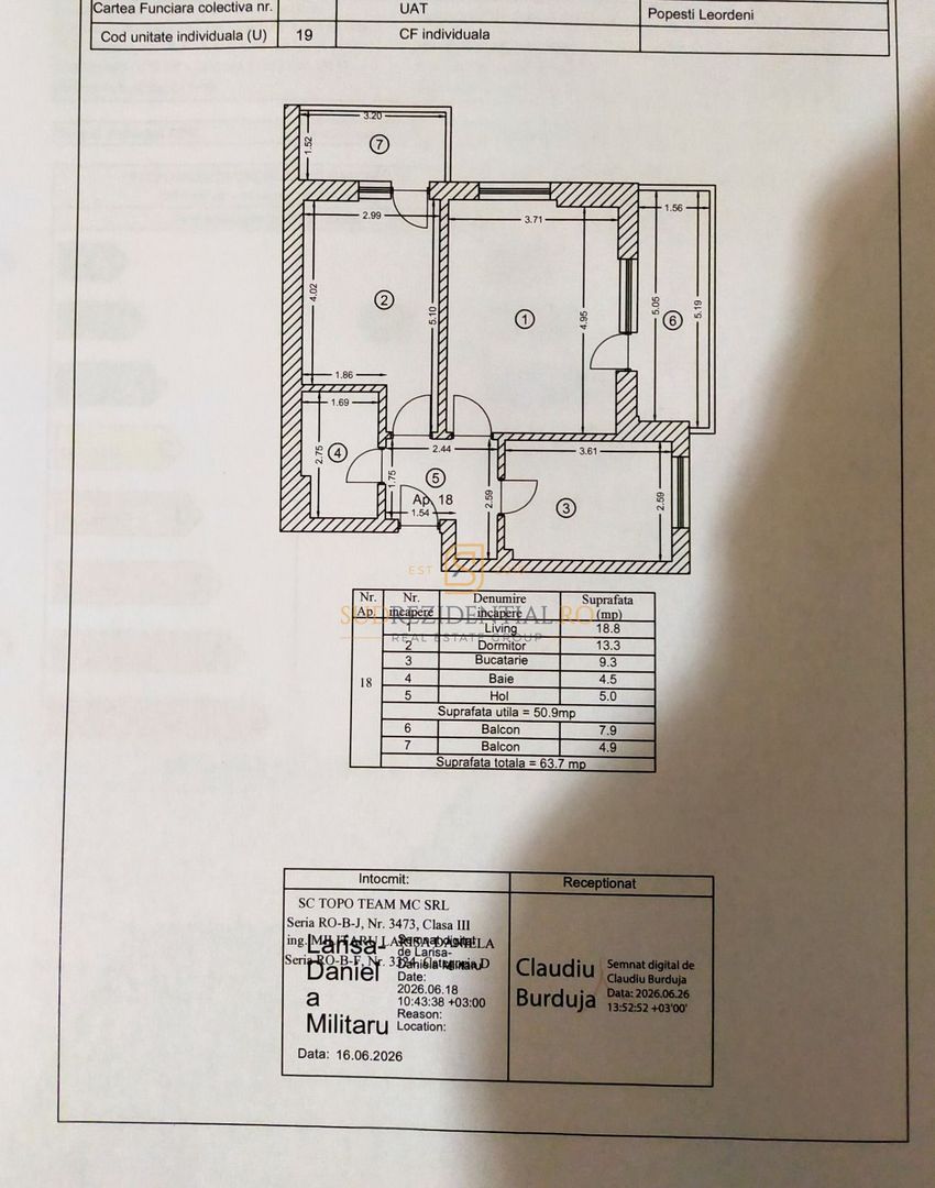Ap 2 camere decomandat | 63.7 mp | 2 balcoane | Sky Garden Residence - Schiță 3