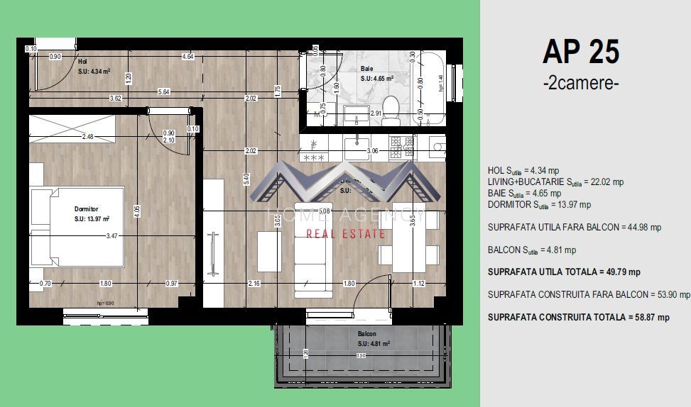 Apartament nou, mobilat, utilat, parcare si TVA incluse, comision 0 - Schiță 8
