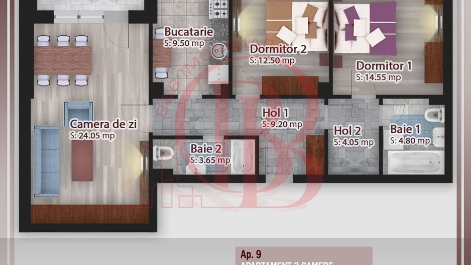 Titan-Pallady-Apartament 3 camere decomandat-7min STB - Schiță 1