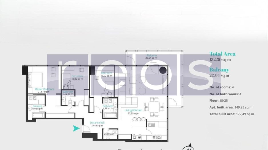 FLOREASCA UP SITE | APARTAMENT EXCLUSIVIST | 4CAMERE | 172MP | ETAJ 15 - Schiță 40