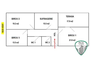 P 4169 - Birou cu 4 încăperi în Târgu Mureș - Semicentral - Schiță 12