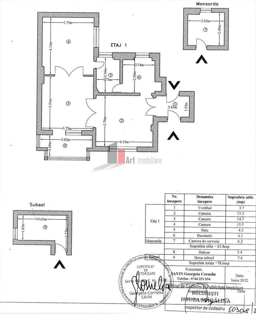 Apartament 3 camere in vila, curte comuna - Calea Mosilor - Schiță 18