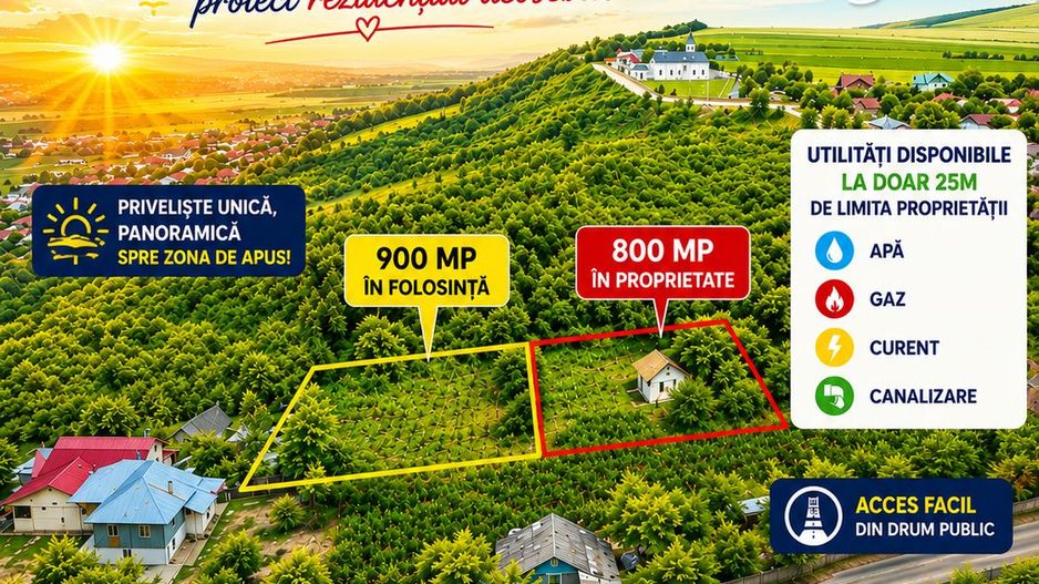 TEREN CU PRIVELIȘTE PANORAMICĂ EXCEPȚIONALĂ – 1.700 MP, ZONA GURA BUSTEI; - Poză 1