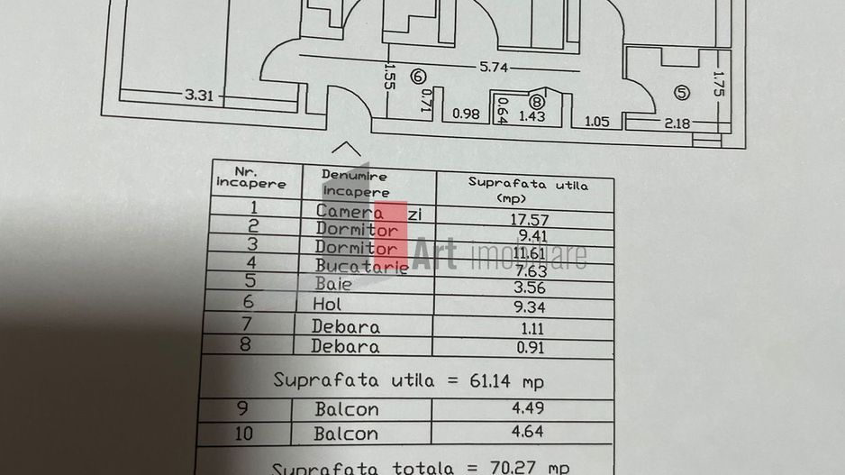 Apartament 3 camere Pantelimon Parcul Dobroesti - Schiță 9