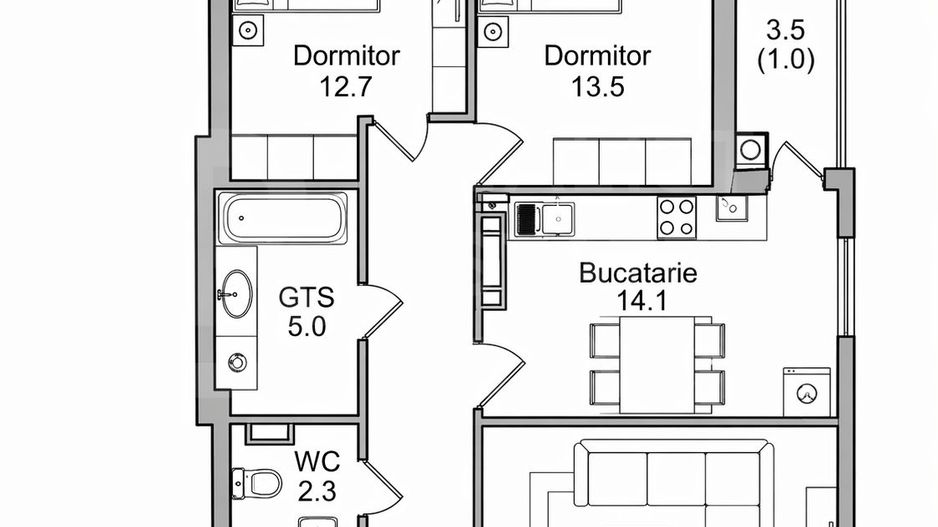 Vânzare, apartament, 3 camere, str. Durlești, Dumbrava - Poză 2