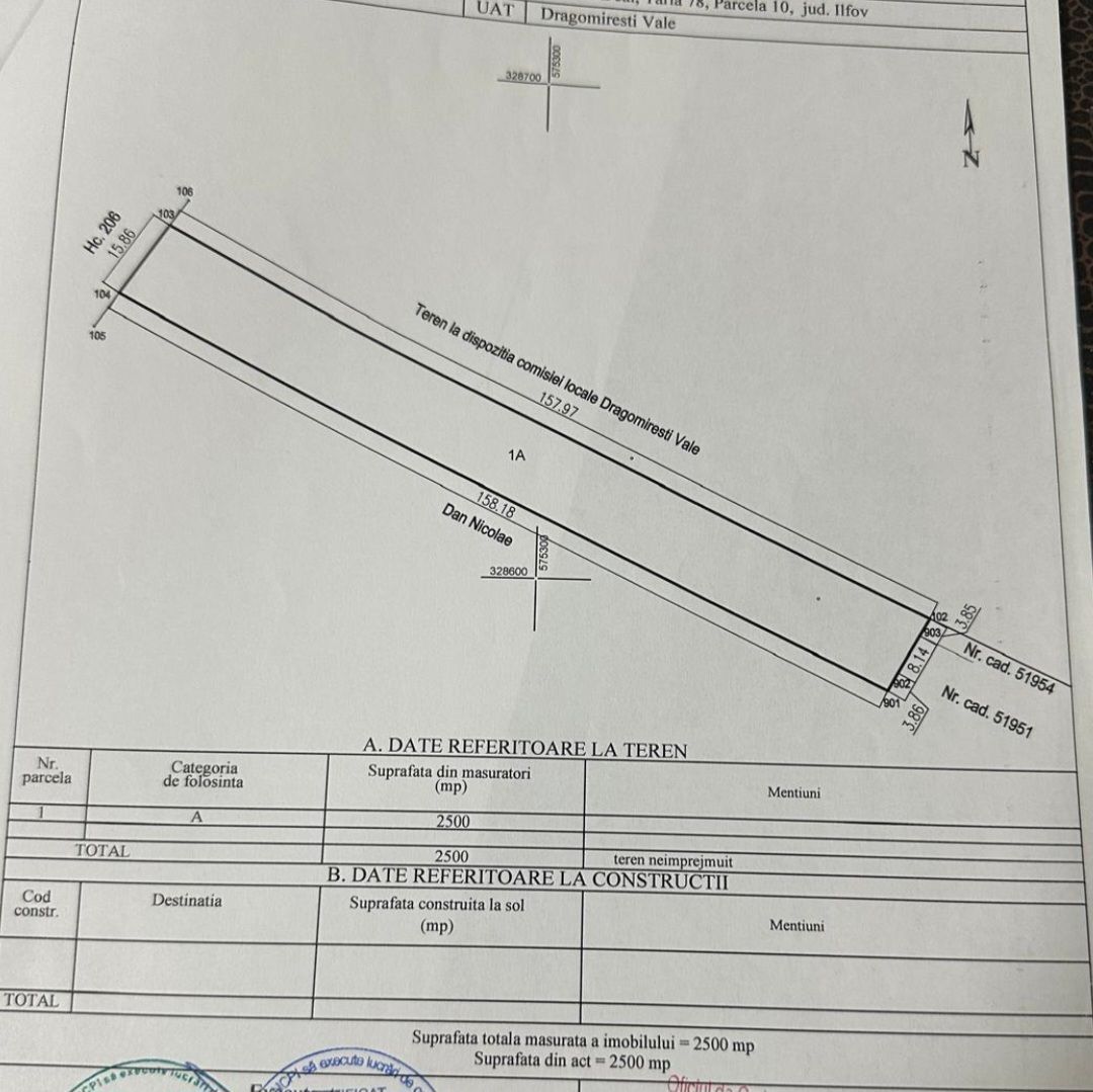 Teren 2.500 mp | Dragomirești Deal - Schiță 2