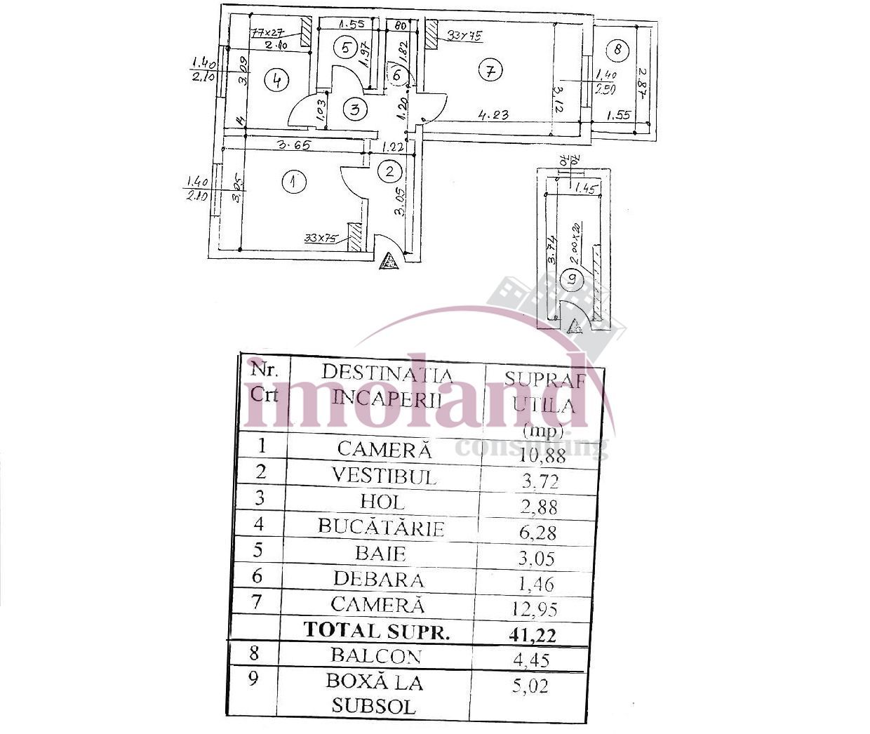 Vanzare - apartament 2 camere - renovat - mobilat-utilat - Floreasca-Compozitori - Schiță 9