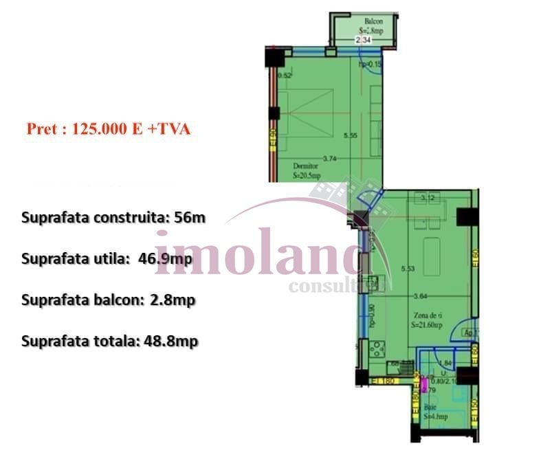 Vanzare studio dublu bloc nou 50 mp – Sisesti/Padurea Baneasa - Poză 10