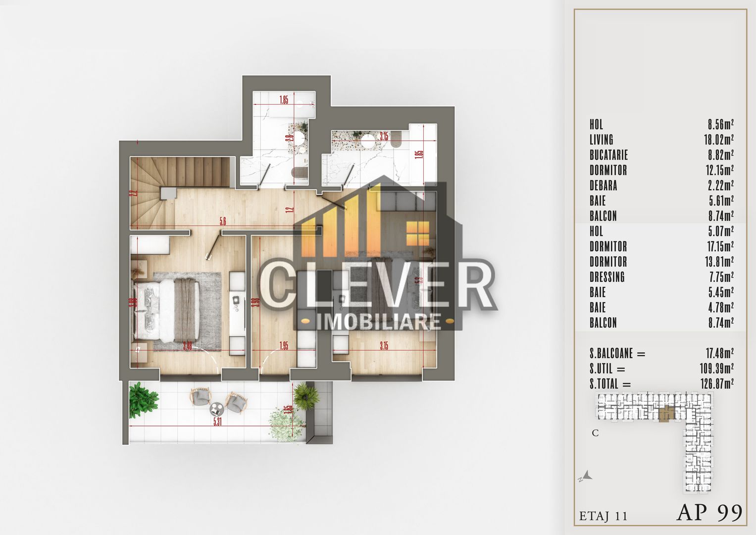 Duplex 3 camere cu Dressing Finisaje Premium Sector 3 - Poză 2