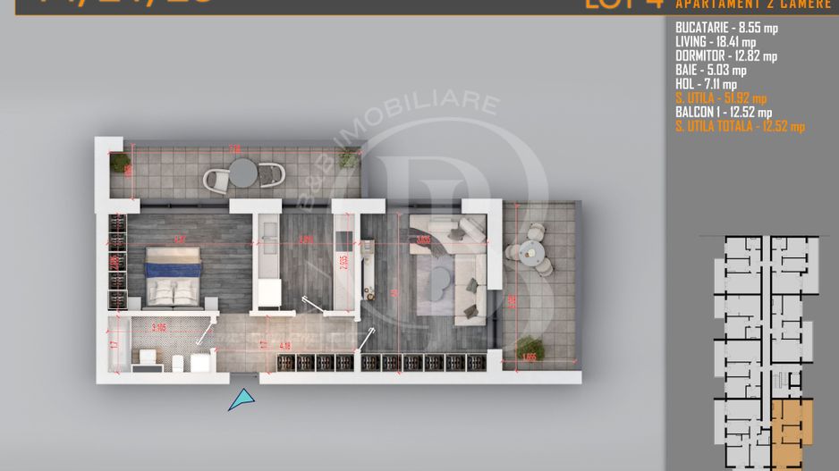 Apartament 2 camere Theodor Pallady-Metrou Nicolae Teclu - Schiță 7