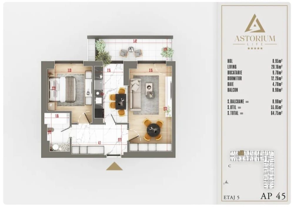 AP. 2 CAM. DECOMANDAT -PROIECT PREMIUM ASTORIUM / COMISION 0%! - Poză 3