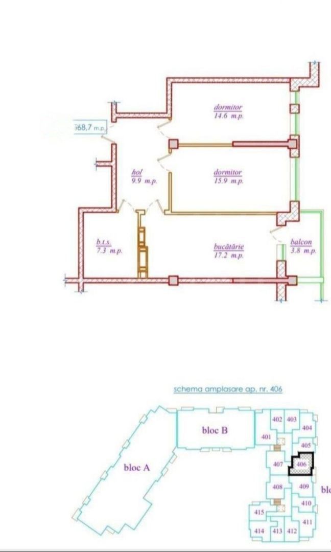 Vânzare, apartament, 2 camere, str. Nicolae Dimo, Durlești - Poză 1