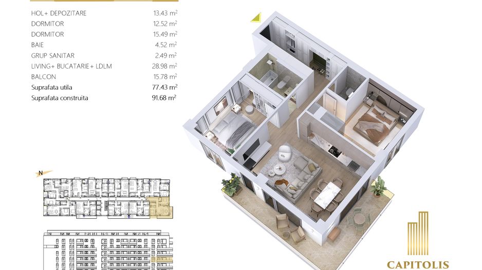 DEZVOLTATOR: Apartament cu 3 camere, Capitolis Residence, Tractorul - Poză 2