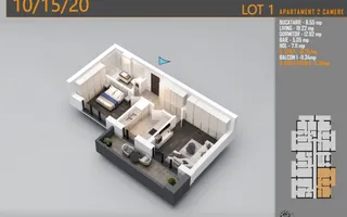2 Camere | 63,91 mp Total | Balcon 12,16 mp | Comision 0% - Schiță 12
