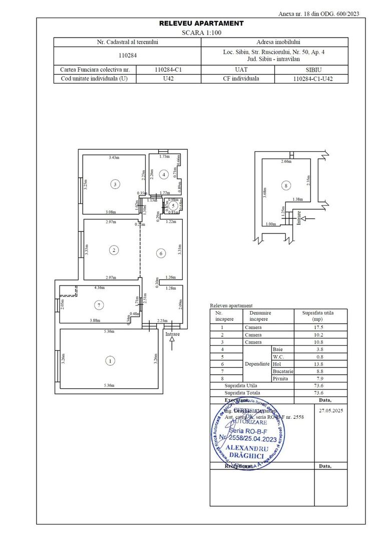 APARTAMENT 3 CAMERE LA PARTER 66 MPU | TEREZIAN- STR.RUSCIORULUI - Schiță 5
