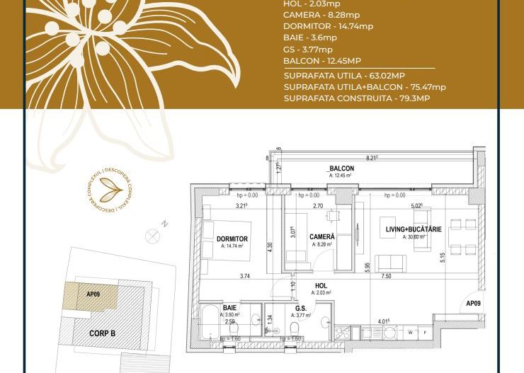 Bloc Boutique | 3 camere Unirii | Loc parcare inclus - Schiță 2