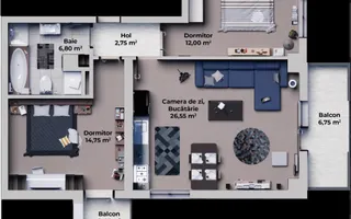 Apartament 3 camere, bloc nou, Calea Surii Mici-Zona de Vest - Schiță 12