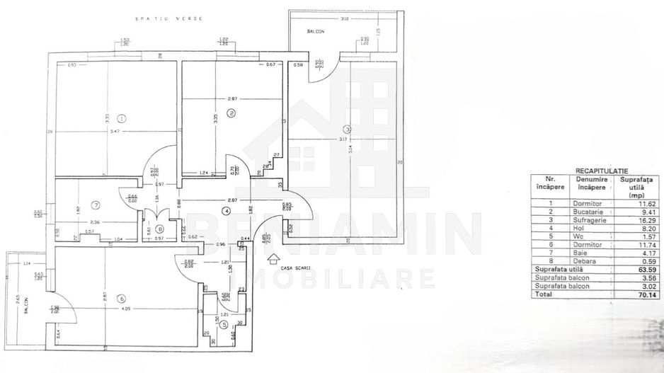 3 Decomandate-1 Mai Sara-Confectii-Centrala termica-70mp-2 bai-AC - Schiță 12