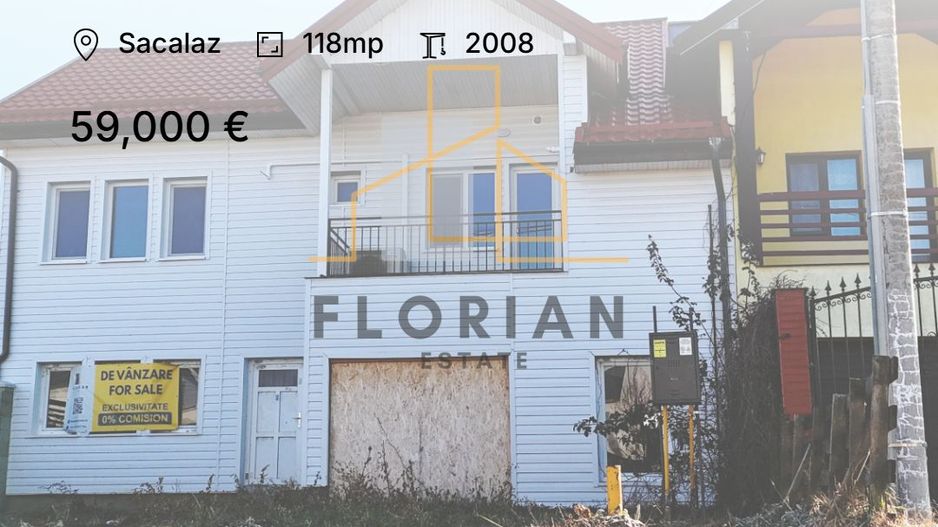 Duplex Sacalaz la gri, 118 mp utili, 260 mp teren, Comision 0%. - Poză 1
